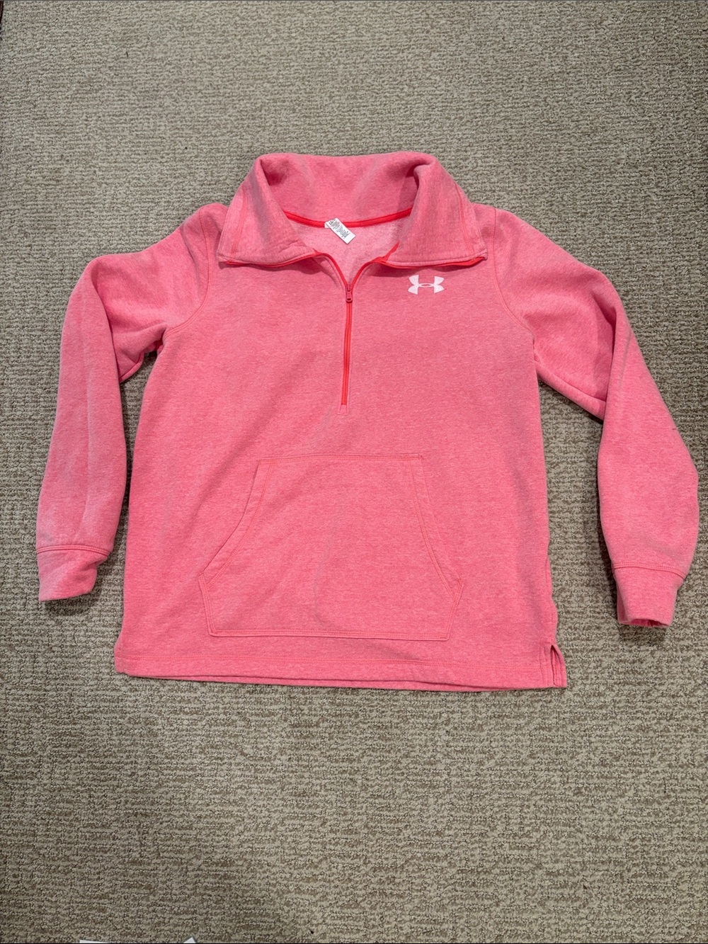 Under Armour Pink Quarter-Zip Fleece Pullover Hoodie